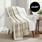 Americanflat 60x80 Oversized Tattersall Fleece Throw Blanket - Reversible Sherpa Backing - Ultra Soft Plush Comfort - Cozy Warmth For Couch Or Bed - Cream